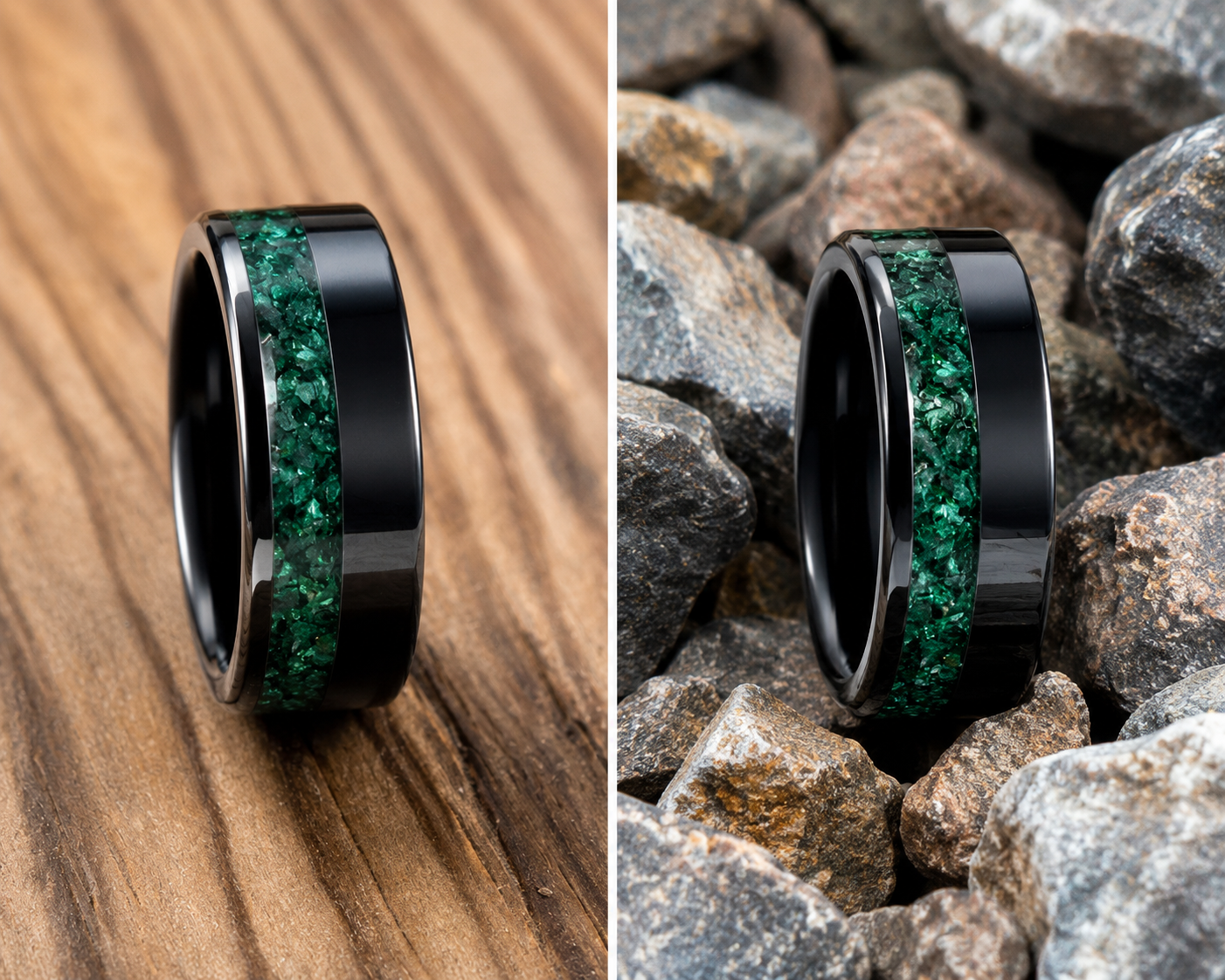 Emerald Eclipse-Black Ceramic Emerald Ring