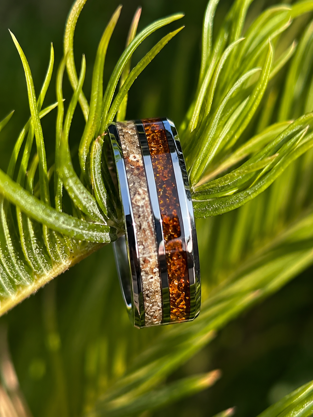 Jurassic Ember – Genuine Dinosaur Bone & Amber Ring