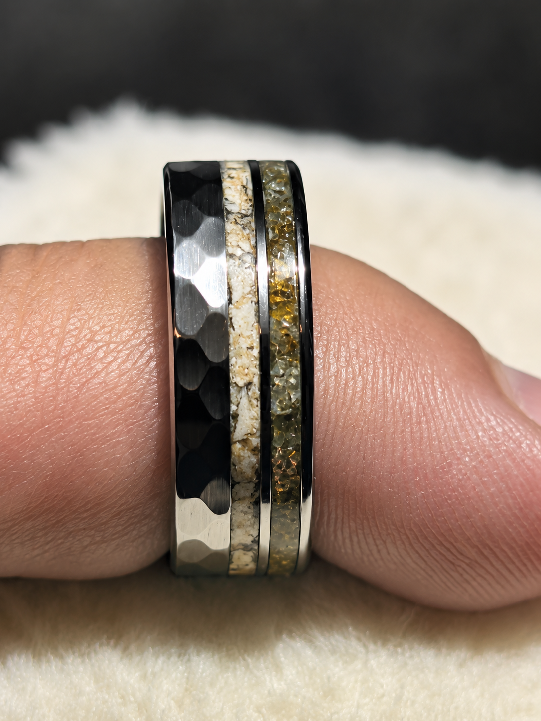 Custom Memorial Ring – Ash Inlay with birthstone