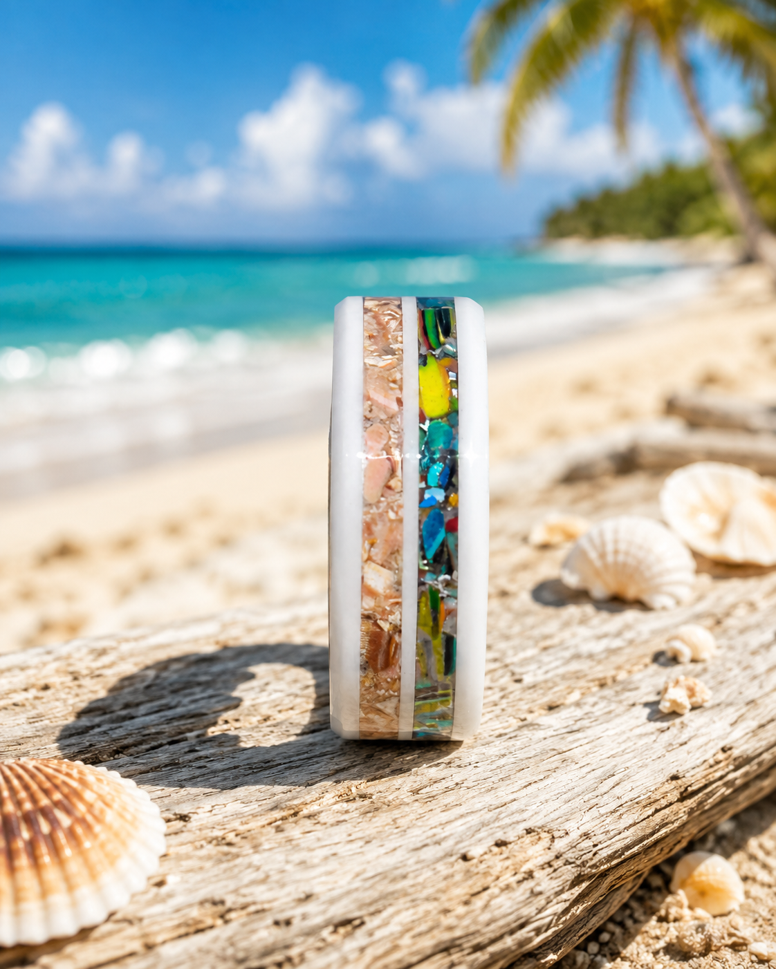 Coastal Memories — Surfboard Resin & Seashell